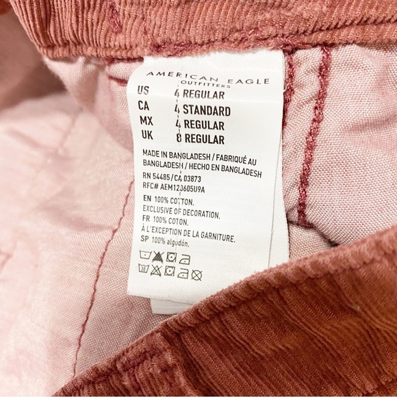 American Eagle Outfitters AEO High Waist Paper Bag Waist Soft Corduroy Pants 4 - Picture 10 of 11